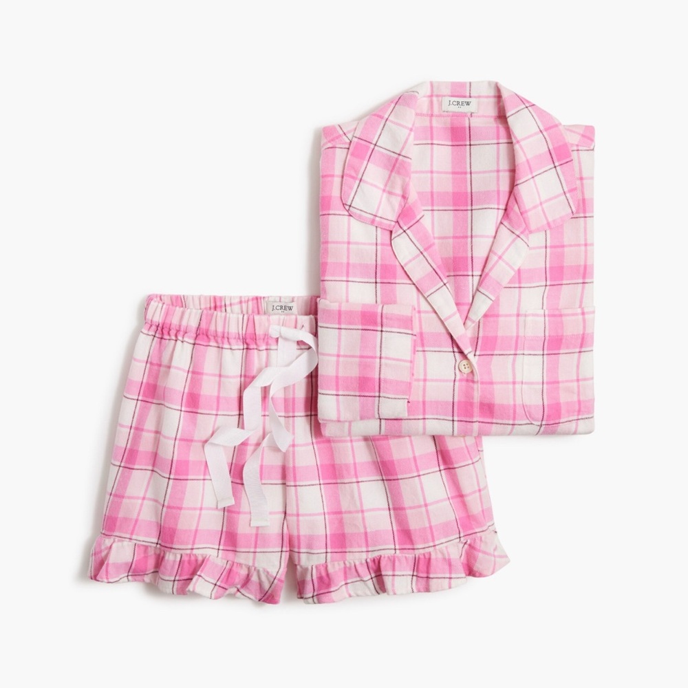J. Crew Pink Plaid Pajama Set